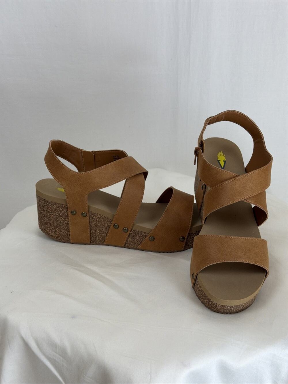 NWB Volatile "Sunkissed" Tan Cork Midsole Wedge Sandal #0847 Size 11